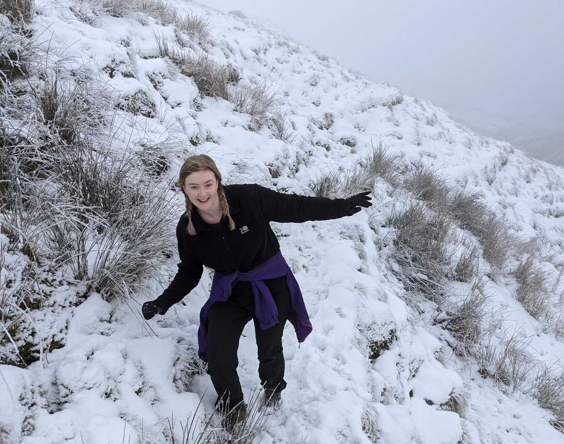 Enjoying trekking through the snow